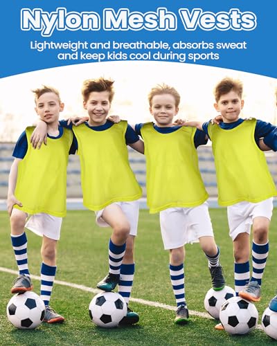 50 Pack Pinnies Bulk Scrimmage Vests Lightweight Youth Scrimmage Vests Team Soccer Basketball Jersey Pinnies for Sport