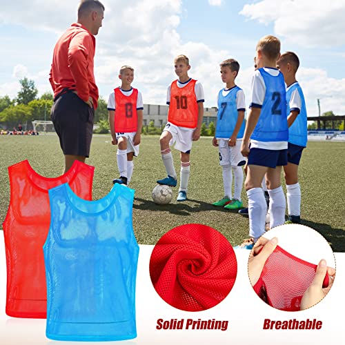 24 Pack Nylon Mesh Scrimmage Team Practice Vests Pinnies Jerseys Train Vest for Adult Sport Basketball Soccer Football