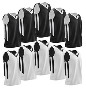 10-Pack Men's Reversible Custom Basketball Jerseys, Plain Mesh Athletic Sleeveless Shirts Blank Team Uniforms Set