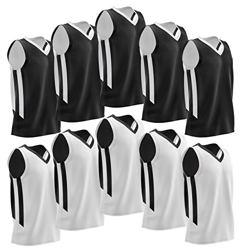 10-Pack Men's Reversible Custom Basketball Jerseys, Plain Mesh Athletic Sleeveless Shirts Blank Team Uniforms Set