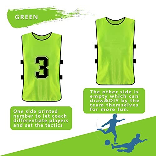 Numbered Soccer Pennies, Scrimmage Vest Sports Pinnies, Team Practice Pinnies, Soccer Bibs Training Vest for Adult Youth 6pcs