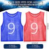 24 Pcs Nylon Mesh Pinnies with Numbers Scrimmage Jerseys for Scrimmage Vest Soccer Bibs for Youth Adult with Carry Bag