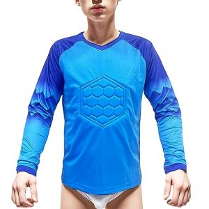 Youth Boys Goalkeeper Soccer Jersey Kids Long Sleeve Soccer Uniform Padded Goalkeeper Shirt Tops