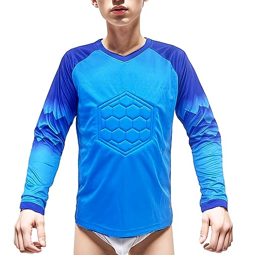 Kids Goalie Shirt Goalkeeper Jersey Padded Long Sleeve Sports Team Soccer Football Training Uniform for Boys Girls