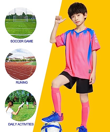 Kids Soccer Jersey Set with Socks for Boys Girls Uniform Athletic Jersey Sportswear Kit