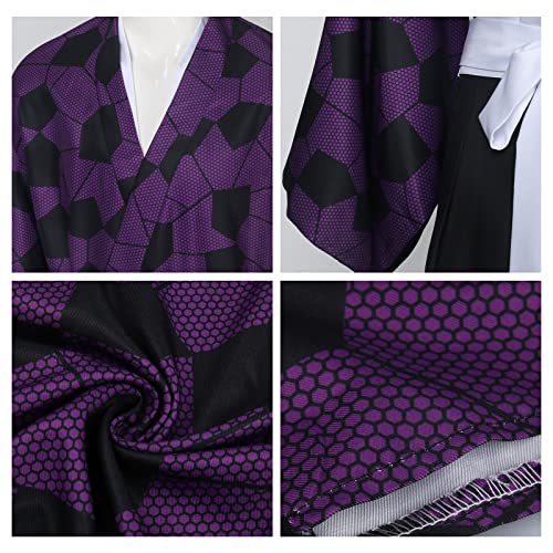 Anime Demon Kokushibou Cosplay Costume Kimono Outfits Uniform Set for Men Boys Halloween Party