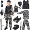 SWAT Police Costume for Kids, Kids Police Costume for Boys with SWAT Vest, Halloween Gifts for Boys 3-12
