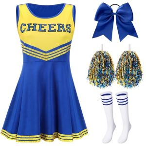 51QobWpn33L.jpg 4 Pcs Cheerleader Costumes for Women Adults Girls Cheer Uniform Outfit for 2025 Halloween