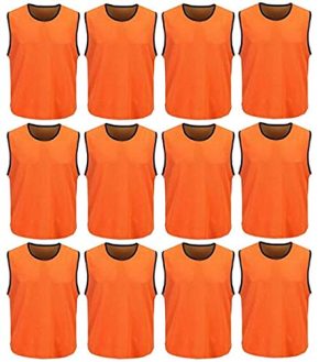 DH Mens Soccer Sports Team Practice Pinnies Scrimmage Training Mesh Vests -12 Pcs Pack