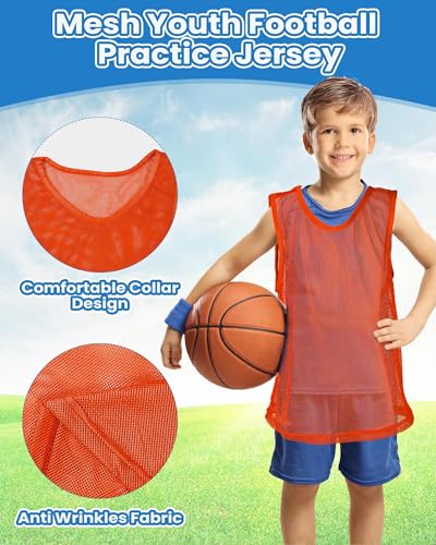 50 Pack Pinnies Bulk Scrimmage Vests Lightweight Youth Scrimmage Vests Team Soccer Basketball Jersey Pinnies for Sport