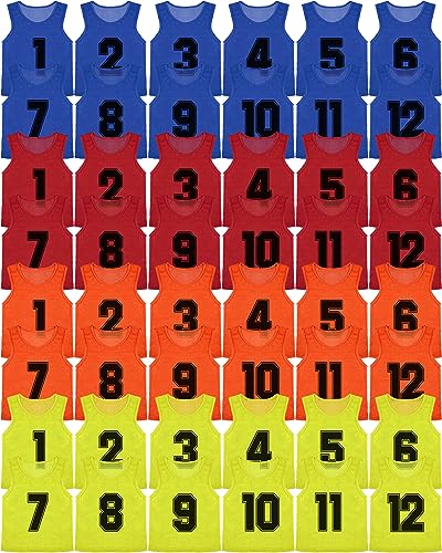 48 Pcs Pinnies for Sports Double Soccer Penny Soccer Pinnies Scrimmage Vests Mesh Basketball Team Practice Jersey