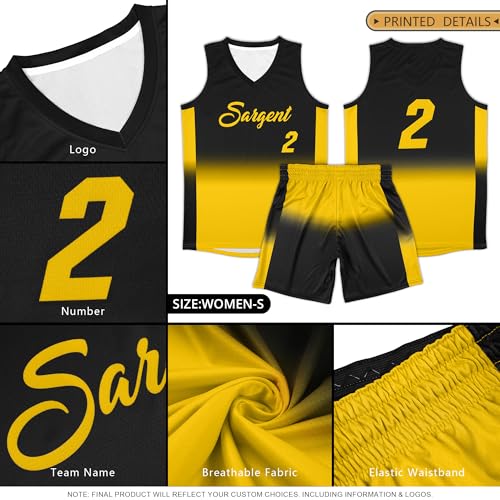 Personalized Gradient Basketball Jersey Shorts Printed Team Jersey with Name Number for Men Youth Basketball Uniform