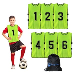 Numbered Soccer Pennies, Scrimmage Vest Sports Pinnies, Team Practice Pinnies, Soccer Bibs Training Vest for Adult Youth 6pcs