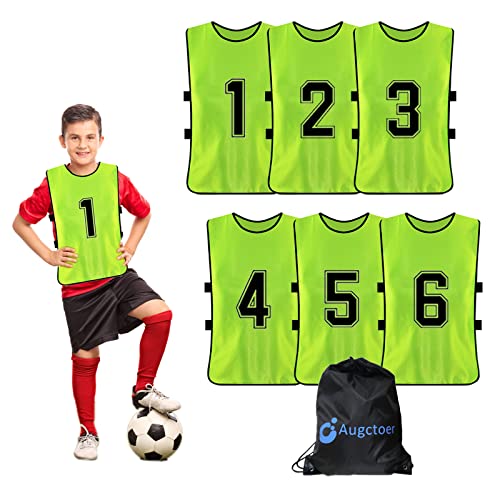 Numbered Soccer Pennies, Scrimmage Vest Sports Pinnies, Team Practice Pinnies, Soccer Bibs Training Vest for Adult Youth 6pcs
