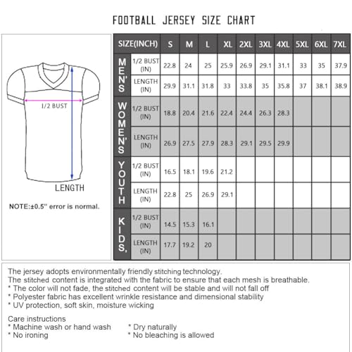 Blank Hip Hop Football Jersey V Neck Short Sleeve Football Shirts Practice Mesh Sport Uniform Gifts for Men Women Youth