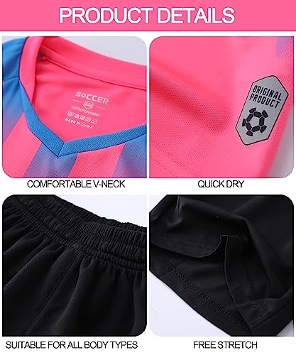 Kids Soccer Jersey Set with Socks for Boys Girls Uniform Athletic Jersey Sportswear Kit