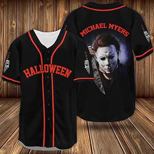 51amfrnN2L.jpg Horror Jersey, Halloween Baseball Jersey, Horror Movie Shirts Short Sleeve, Gifts for Horror Lover