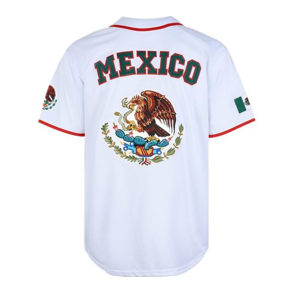Men's Mexico Eagle Jersey Button Down Short Sleeve Hip Hop Baseball Jersey Stitched