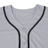 Mens Baseball Jersey Blank Plain Button Down Shirts Short Sleeve Hip Hop Hipster Active Team Sports Uniforms S-XXXL
