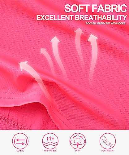 Kids Soccer Jersey Set with Socks for Boys Girls Uniform Athletic Jersey Sportswear Kit