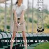 5 Pack Women's Polo Shirts Short Sleeve 3 Buttons Collared Uniform Tops Moisture-Wicking T-Shirts for Work & Casual