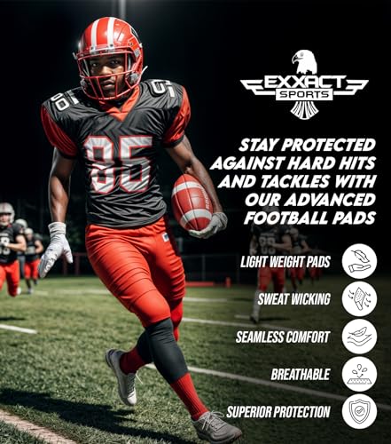 Defender Adult Padded Football Shirt - Football Rib Protector with Shoulder & Spine Football Pads, 5-Pad Football Compression