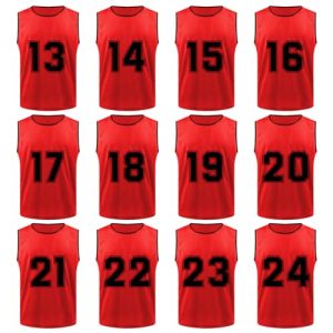 12-Pack Numbered Scrimmage Pinnies Sports Vests Team Practice Mesh Jerseys #13-24
