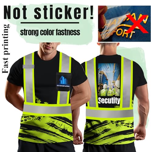 Hi-Vis Safety Shirts Customize Your Logo US Flag Team Work Uniform with 4 Inches Reflective Strips