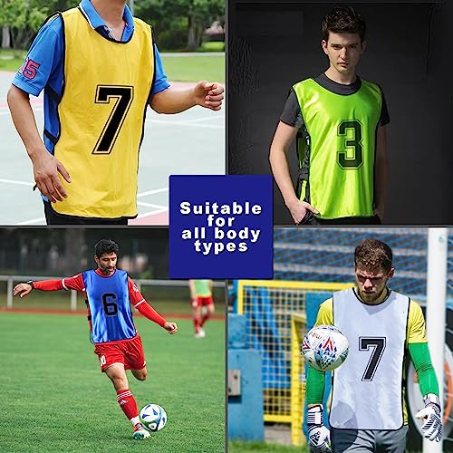 Numbered Soccer Pennies, Scrimmage Vest Sports Pinnies, Team Practice Pinnies, Soccer Bibs Training Vest for Adult Youth 6pcs
