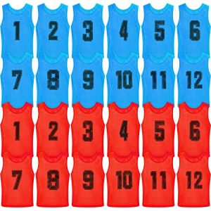 24 Pack Nylon Mesh Scrimmage Team Practice Vests Pinnies Jerseys Train Vest for Adult Sport Basketball Soccer Football