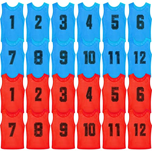 24 Pack Nylon Mesh Scrimmage Team Practice Vests Pinnies Jerseys Train Vest for Adult Sport Basketball Soccer Football