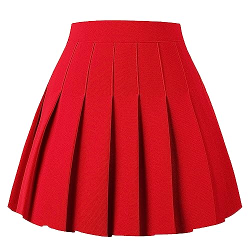 Women's Pleated Skirt Mini Skater Basic Skirts High Waist School Girls Uniform Short Cheerleader Skirt