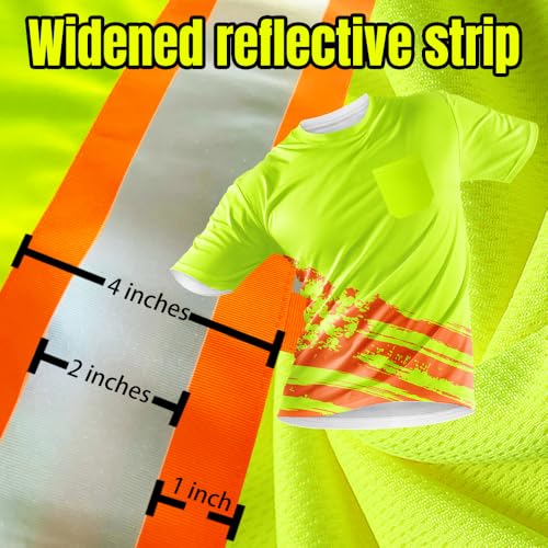 Hi-Vis Safety Shirts Customize Your Logo US Flag Team Work Uniform with 4 Inches Reflective Strips