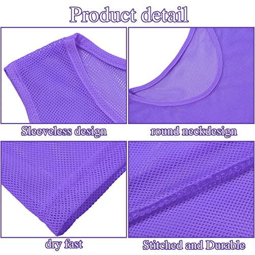 12 Pcs Soccer Pinnies Pennies Jersey Scrimmage Vest Sports Practice Jersey Mesh Basketball Vest for Youth Adult Kids
