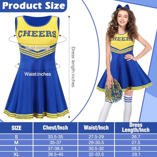4 Pcs Cheerleader Costumes for Women Adults Girls Cheer Uniform Outfit for 2025 Halloween