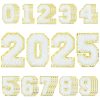 40Pcs Self-Adhesive Chenille Number Patches 0-9 with Glitter Border for Team Jerseys, Sports Uniforms, Football, Jeans, Bags