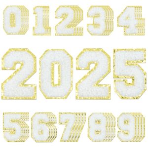 51zrWvDAdOL.jpg 40Pcs Self-Adhesive Chenille Number Patches 0-9 with Glitter Border for Team Jerseys, Sports Uniforms, Football, Jeans, Bags