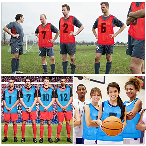 24 Pack Nylon Mesh Scrimmage Team Practice Vests Pinnies Jerseys Train Vest for Adult Sport Basketball Soccer Football