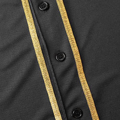 Blank Jersey Plain Hipster Hip Hop for Men Button-Down Baseball Jersey Short Sleeve Shirt