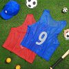 24 Pcs Nylon Mesh Pinnies with Numbers Scrimmage Jerseys for Scrimmage Vest Soccer Bibs for Youth Adult with Carry Bag