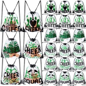 61JmehjnFuL.jpg 24 Pcs Cheer Drawstring Backpack Bulk Clear PVC Cheerleader Gym Storage Bags Gift for Sports Team Women Accessories (Green)