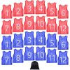 24 Pcs Nylon Mesh Pinnies with Numbers Scrimmage Jerseys for Scrimmage Vest Soccer Bibs for Youth Adult with Carry Bag