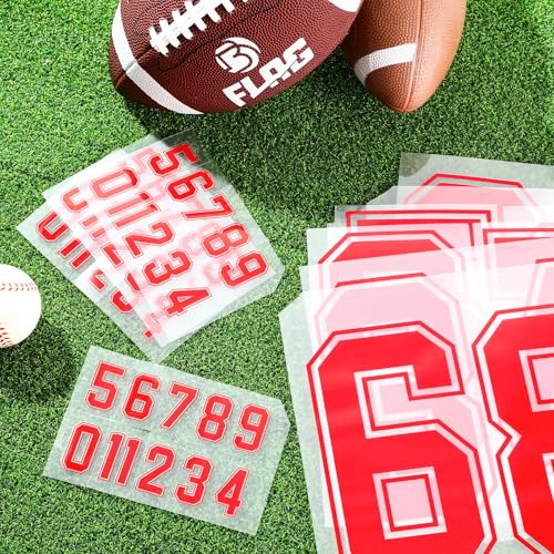 176 Sheets 1936 Pcs Iron on Numbers for Jersey T-Shirt Heat Transfer Numbers 0-9 for Fabric Clothing Sports Jersey Helmet