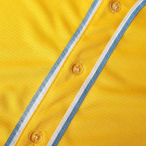 Youth Baseball Jersey Kids Button Down Short Sleeve Solid Color T-Shirt for School, PE, League Team Uniform