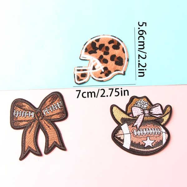 NOIAFZY 9pcs Denim Rugby Element Iron-on Cloth Patches, Embroidered Applique for Rugby Team Uniforms, DIY Backpack Decoration,